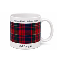 Ekose Desenli Baskılı Kupa Bardak Hediye Özel Tasarım Porselen Mug