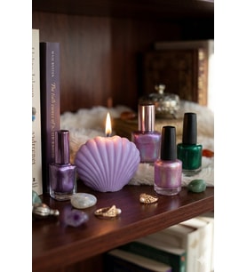 Mini İstiridye 3'lü Mum - Mumelia Candles Doğal Soya, El Yapımı, Dekoratif - Mor
