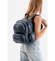 Suni Deri Kadın Sırt Çantası 38*28 Cm Mega Bag Günlük Kullanıma Uygun Çok Cepli İçi Astarlı (Lacivert)