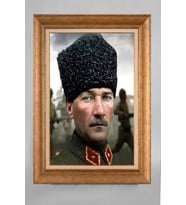 EV İŞYERİ OFİS İÇİN ALTIN ÇERÇEVELİ PASPARTULU ATATÜRK TABLO S572