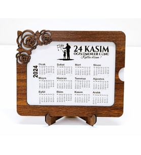 Öğretmenler Günü - 24 Kasım - 3 mm MDF Ahşap Masa Takvimi 2025 Yılı