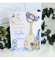 25 Adet Epoksi Anahtarlık Kağıt Üzeri Yenidoğan Erkek Bebek Hediyelik Denizci Baskılı-