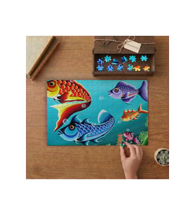 Renkli Balıklar Tasarımı 240 parça Ahşap Puzzle Ahşap Kutuda MP04962