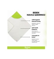 %100 Pamuklu Havlu Çift Taraflı Kundak Bebek Yeşil Baykuş Biyeli Bebek Bornoz (Standart)