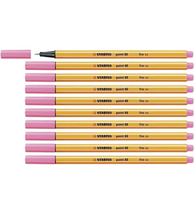 Stabilo İnce Keçe Uçlu Kalem 88 Point 0.4 MM Pembe Fineliner Kalem (10 Lu Paket) (Karışık)
