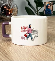 Kişiye Özel Karikatürlü Bana Hayransın Lüks Fincan Doğum Günü Hediyesi