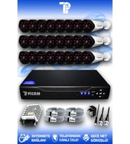 PICAM 24 Kameralı Uzay 24 Dış Kamera Set HDD'siz Full HD Gece Görüşlü Güvenlik Kamerası Sistemi