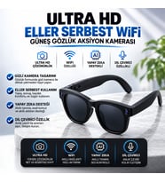 Akıllı Kamera Gözlük Ultra HD WiFi Eller Serbest Video Fotoğraf Çekimi Yapay Zeka Dil Çeviri + Şeffaf Cam Hediyeli