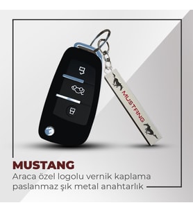 Mustang Uyumlu 3D Metal Paslanmaz Metal Araç Otomotiv Anahtarlığı - Kırmızı
