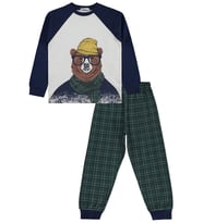 Civil Boys Şapkalı Ayı 6-9 Yaş Pijama Takımı - Lacivert 6-7 Yaş