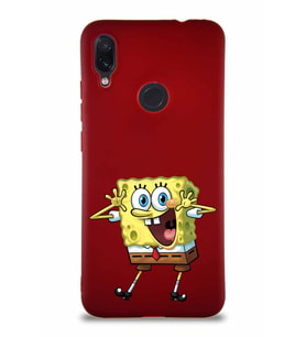 Xiaomi Redmi Note 7 Soft Premier Kapak Sünger Bob Tasarımlı Silikon Kılıf - Mürdüm (Şeffaf)