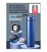 Derece Göstergeli  Çelik  Termos Pili Değişebilen Kamp,Araç,Ofis Süzgeçli Yeni Nesil Akıllı Mug