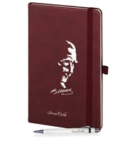Kişiye Özel UV Baskılı Öğretmenler Günü Temalı Atatürk Siluletli  Defter & Beyaz  Kalem Seti