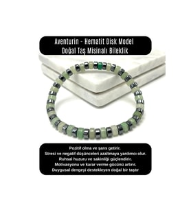 SERTİFİKALI Aventurin - Hematit Disk Model Doğal Taş Misinalı Bileklik
