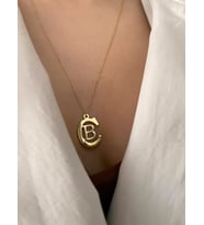 Kişiye Özel Tasarım Çift Harf Kolye 925K Gümüş (Gold)