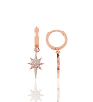 Gümüş rose zirkon taşlı kutup yıldızı halka küpe SGTL12391ROSE