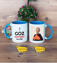 Göz Doktoru Kupa Bardak Mavi Fotoğraflı Tıp Bayramı Hediyesi