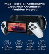 M25 Retro El Konsolu 4.3" Dokunmatik, 64GB, 10000+ Oyun, 3000mAh Batarya, Linux (Beyaz)