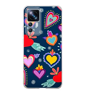 PrintiFy Xiaomi Mi 12T Pro ile Uyumlu 1mm Slim Fit Retro Colors 3 Baskılı Şeffaf  Kılıf
