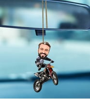 Kişiye Özel Motorcu Tasarımlı Karikatür Araba Dikiz Ayna Süsü 109