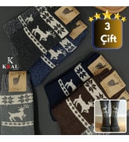 KRAL SOCKS Kadın Yün Çorap (4 Çift) Kışlık Termal Etkili Soft Yünlü Doku (Beyaz)