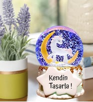 Kendin Tasarla Arkadaşa  Hediye Unicorn Renk Değiştiren Işıklı Kar Küresi