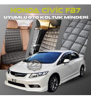 Honda Civic FB7 Antrasit Renk Tay Tüyü Cepli & Terletmez Sırtlı Oto Koltuk Minder Seti - Koltuk Koruma Kılıfı (ÖN & ARKA TAM SET)