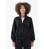 Maraton Oversize Kadın Dik Yaka Siyah Tracktop