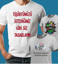 Kişiye Özel Resim ve Yazı Baskılı Unisex Pamuklu Tişört Kendin Tasarla (Beyaz)