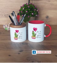 Arkadaşa Hediye Kaktüs Kalemlik, Kupa Bardak T Kişiye Özel Hediye Doğum Günü Hediyesi (Model 5)