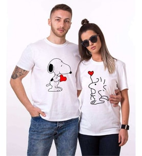 Tshirthane Snoopy Love Sevgili Kombinleri Tshirt Kombini (Tek Ürün Fiyatıdır.)