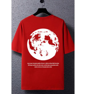 Unisex The Moon Baskılı T-shirt (Kırmızı)