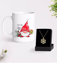 BK Gift Kişiye Özel Yılbaşı Mutlu Yıllar Tasarımlı Kupa ve Kar Tanesi Kolye-8