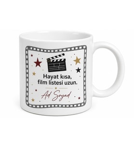Sinema Sever İçin Kişiye Özel İsimli Baskılı Kupa Bardak Film Gecesi Hediyesi