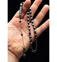 Erkek Hediyelik Sistem Püsküllü 7x11mm Sarmal Kuka Tesbih (Siyah)