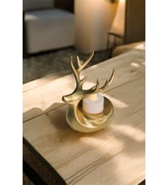 Tekli Dekoratif Hediyelik Gold Altın Tea light Geyik