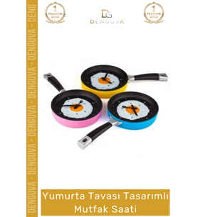 #Saat Dekoratif Tasarım Modern Teflon Görünümlü Şık Hediye Duvar Yumurta Tavası Mutfak Saati