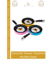 #Saat Dekoratif Tasarım Modern Teflon Görünümlü Şık Hediye Duvar Yumurta Tavası Mutfak Saati