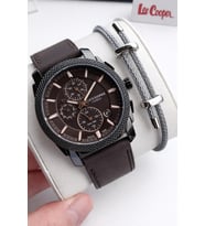 Lee Cooper Deri Kordon İç Fonksiyonları Aktif 5 Atm Suya Dayanıklı Erkek Kol Saati ELC.08331.642 (Kahverengi)