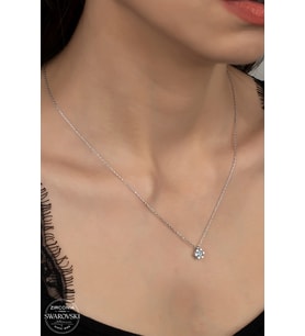 SWAROVSKİ CRYSTAL ÇİÇEK 925 AYAR GÜMÜŞ KOLYE