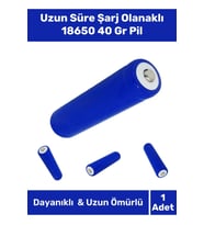 Özel Üretim Dayanıklı Uzun Süre Şarj Olanaklı 18650 40 Gr Radyo Fener Vantilatör Pili - 1 Adet
