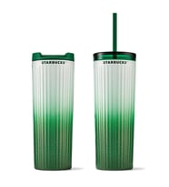 Starbucks Yeşil Beyaz Geçişli Çift Kapaklı Paslanmaz Çelik Termos 473ml