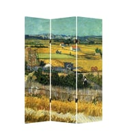 Stellastore Vincent Van Gogh The Harvest 3 Kanatlı Oda Bölücü Çift Taraflı Kanvas Paravan