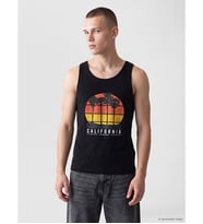 LC WAIKIKI Siyah Bisiklet Yaka California Baskılı Erkek Kolsuz Tişört
