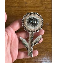 11X6 CM TAŞ BONCUK İŞLEME ÇİÇEK ARMA YAMA DİKİŞ AKSESUARI