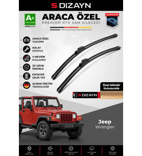 S-Dizayn Jeep Wrangler Ön Cam Silecek Seti 1997-2006 Premium Araca Özel 55-50 Cm A+ Kalite