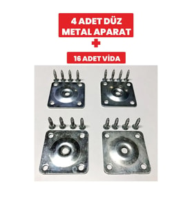 50x50 M8 Sehpa Ayak Bağlantı Sac Aparatı Düz (4 Adet) 16 ADET VİDA