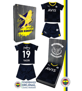 Fenerbahçe Orijinal Mini Lacivert Kişiye Özel Çocuk Forma Set Hediyelik Kutulu