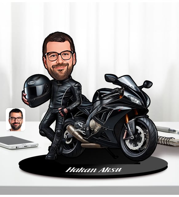 Kişiye Özel Motorcu Erkek Tasarımlı Karikatür Biblo-2