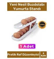 Deluxe Seri Buzdolabı Plastik 2 Katlı Kullanışlı Pratik Raf Düzenleyici Yeni Nesil Yumurta Standı